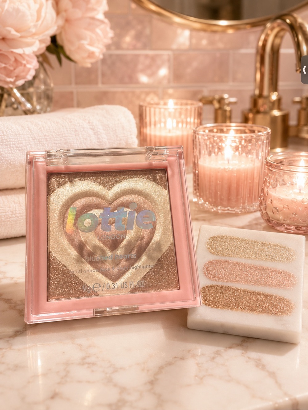 Lottie London Pink & Gold Shimmer Highlight Palette